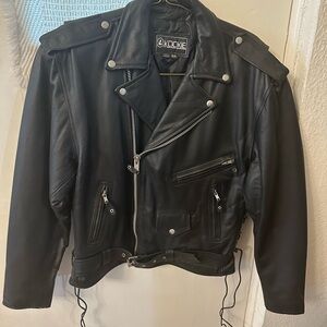 Black Leather Biker Jacket for Men